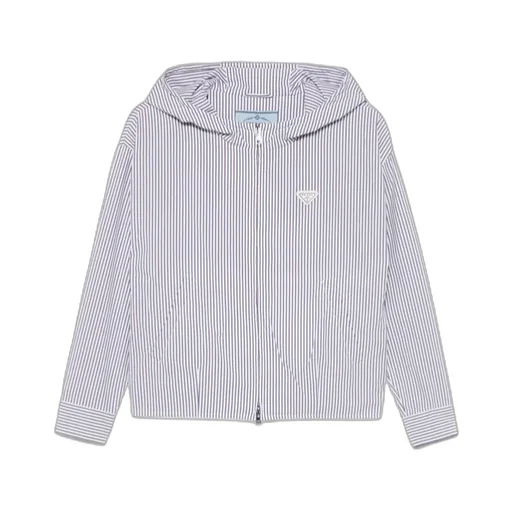 Triangle-Logo Striped Zipped Jacket