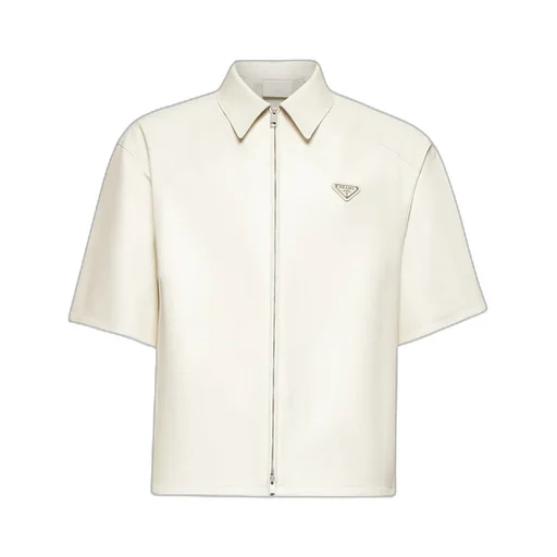 Short-Sleeved Zipped Leather Shirt