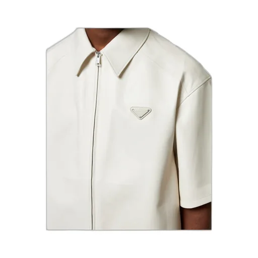 Short-Sleeved Zipped Leather Shirt