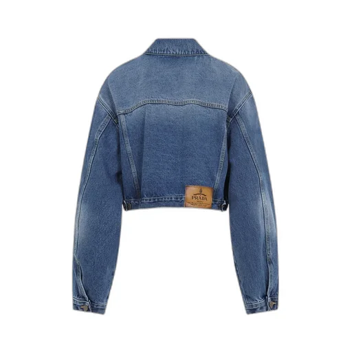 Logo Patch Cropped Denim Jacket