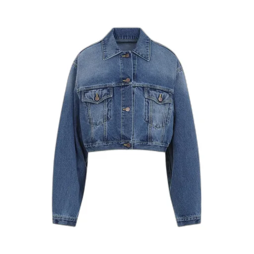 Logo Patch Cropped Denim Jacket