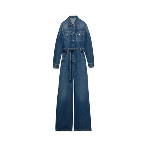 Belted Denim Jumpsuit