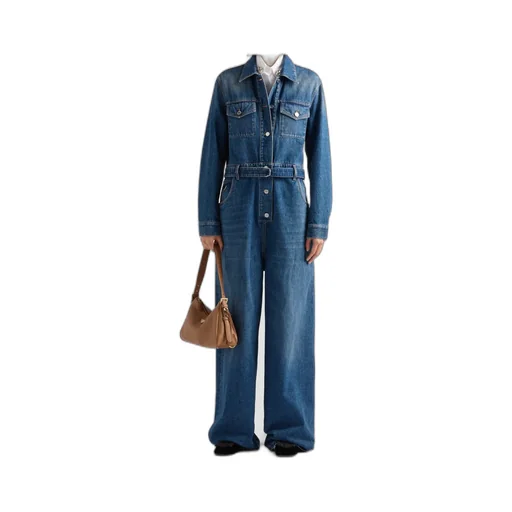 Belted Denim Jumpsuit