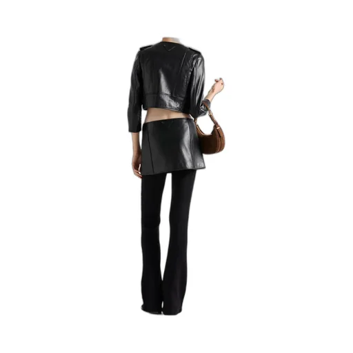 Zip-Up Leather Mini Skirt