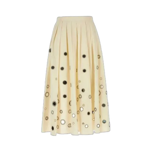 Embroidered-Detailed Pleated Skirt