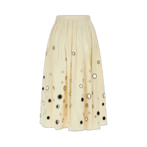 Embroidered-Detailed Pleated Skirt