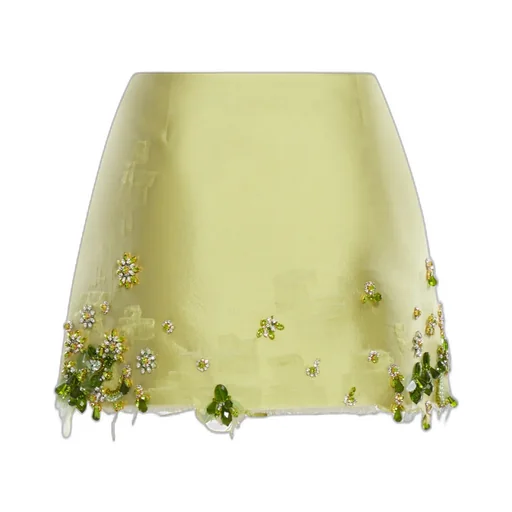 Embellished Raw-Cut Hem Mini Skirt