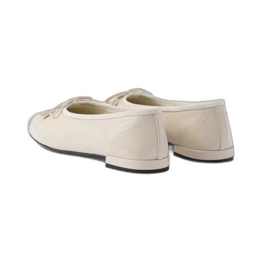 Logo Plaque Almond Toe Ballerina Shoes
