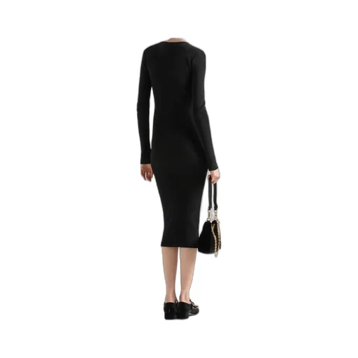 Long-Sleeved Ribbed Midi Dress