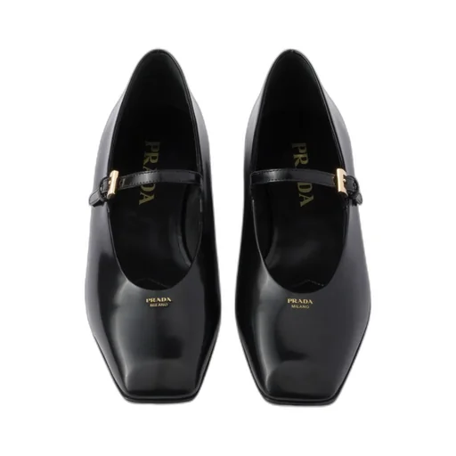 Brushed Leather Mary Jane Ballerinas