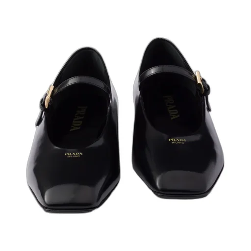 Brushed Leather Mary Jane Ballerinas