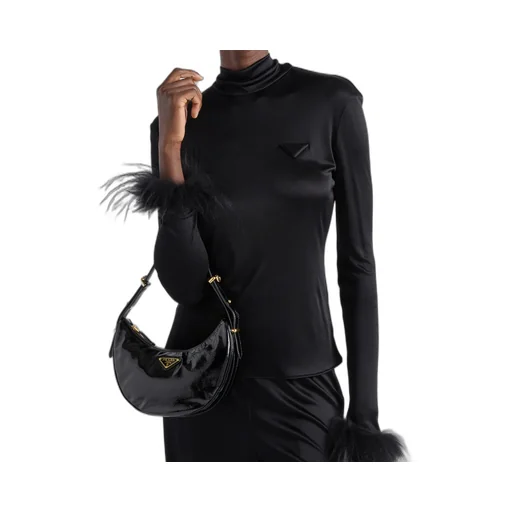 Long-Sleeved Feather-Detailed Top