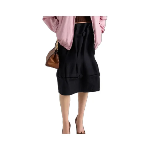 Chevron Wool Midi Skirt