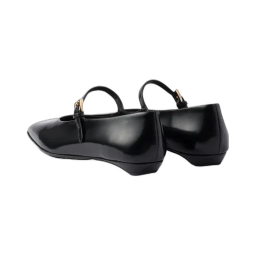 Brushed Leather Mary Jane Ballerinas