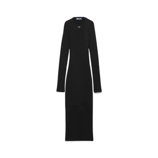 Long-Sleeved Ribbed Midi Dress