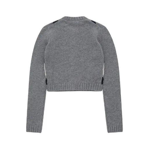 Check-Patterned Crewneck Cardigan