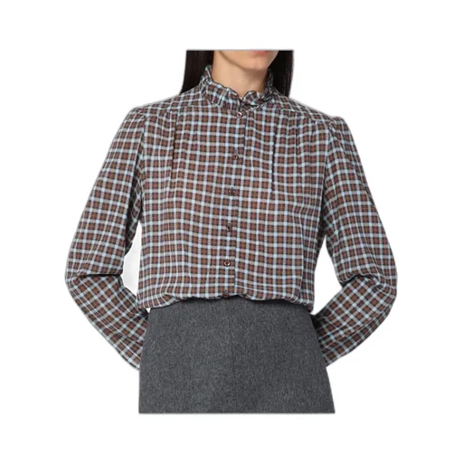 Long-Sleeved Checked Blouse