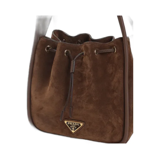 Logo Plaque Drawstring Bucket Bag