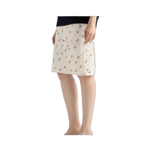 Floral-Print Quilted Satin Skirt