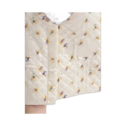 Floral-Print Quilted Satin Skirt