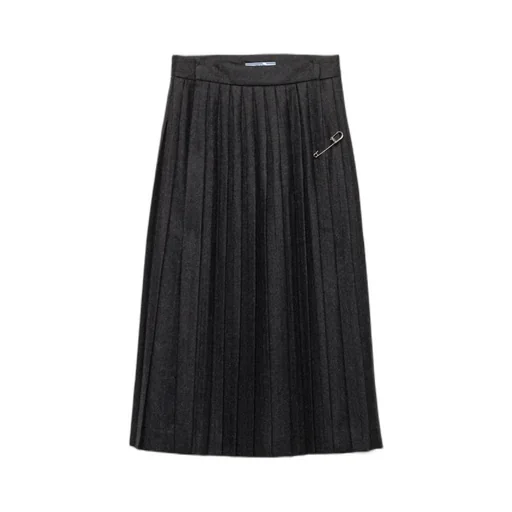 Pleated Wool Flannel Skirt