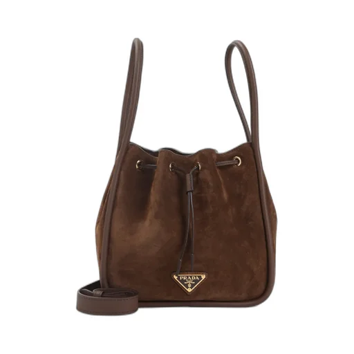 Logo Plaque Drawstring Bucket Bag