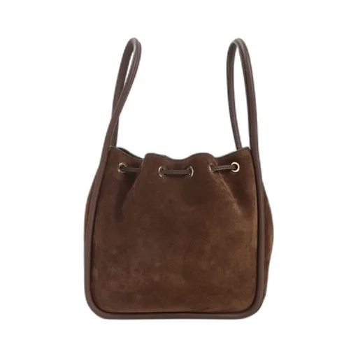 Logo Plaque Drawstring Bucket Bag