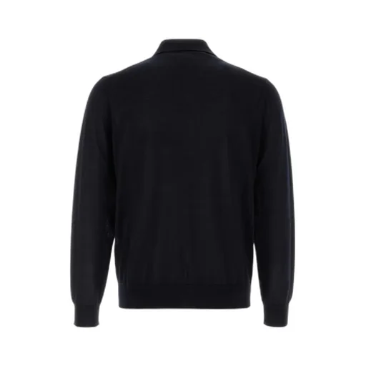 Long-Sleeved Superfine Wool Polo Sweater