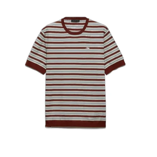 Short-Sleeved Striped Cotton Sweater