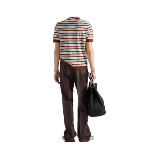 Short-Sleeved Striped Cotton Sweater