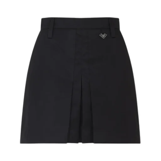 Triangle-Logo Pleated Mini Skirt