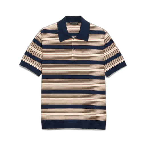 Striped Short-Sleeved Polo Shirt
