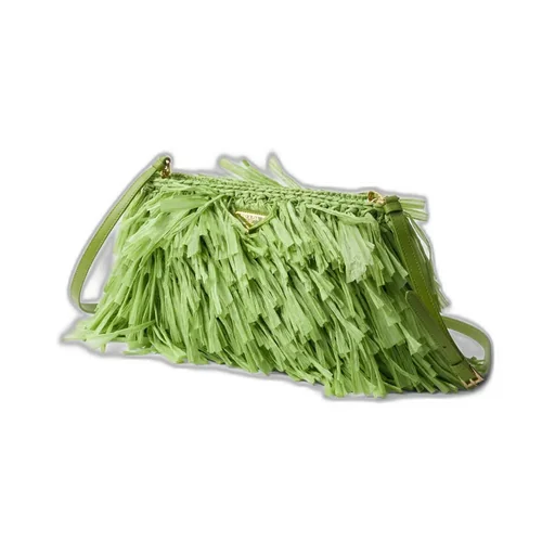 Triangle-Logo Fringed Clutch Bag