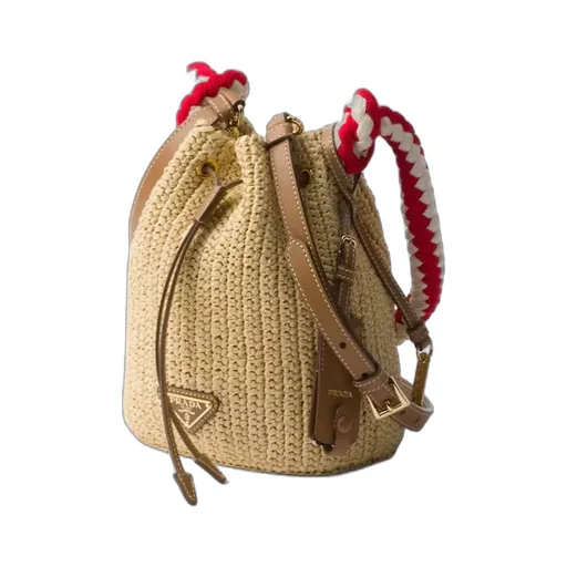 Woven Drawstring Bucket Bag