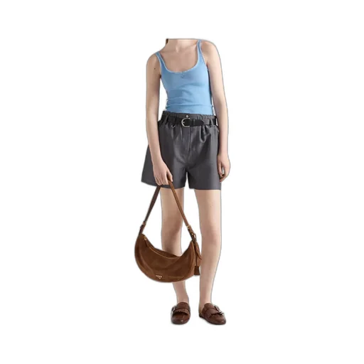 Triangle-Logo Demi-Lune Shoulder Bag