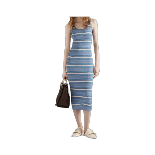 Sleeveless Striped Ribbed Dress