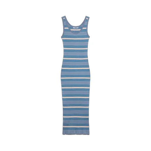 Sleeveless Striped Ribbed Dress