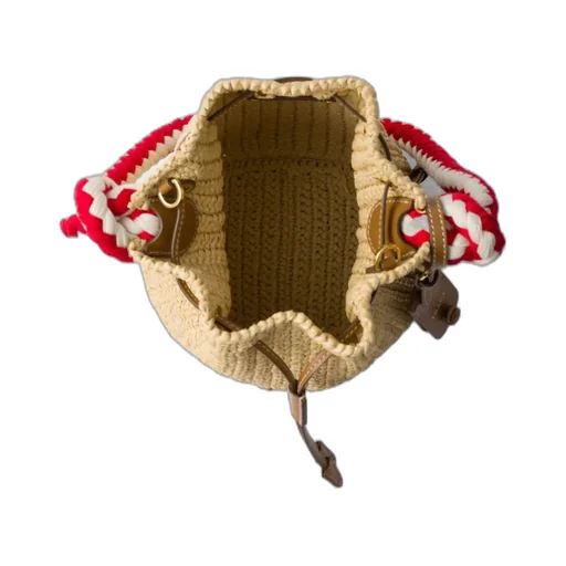 Woven Drawstring Bucket Bag