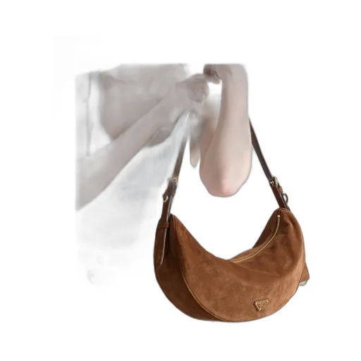 Triangle-Logo Demi-Lune Shoulder Bag