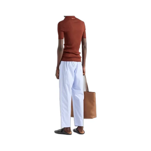 Ribbed Knit Cotton Polo Shirt