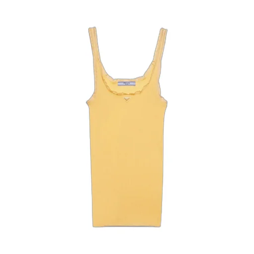 Lace-Detailed Ribbed Tank Top