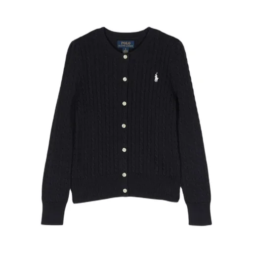 Logo-Embroidered Cable-Knit Buttoned Cardigan