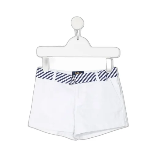 Stripe-Printed Belted Logo Patch Shorts