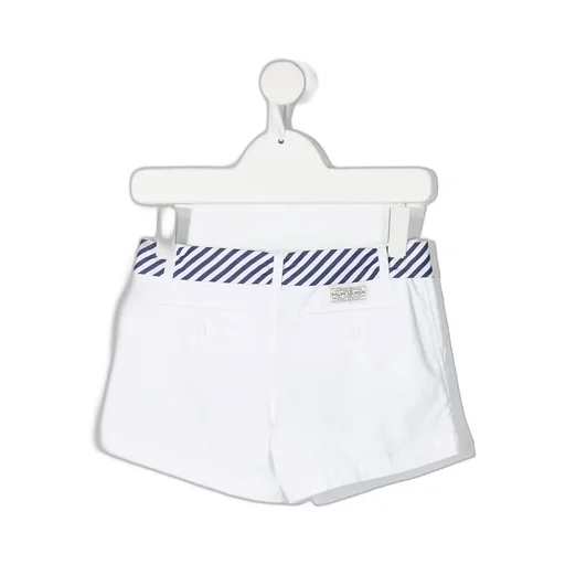 Stripe-Printed Belted Logo Patch Shorts
