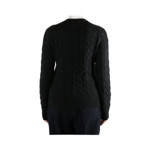 Logo Embroidered Cable-Knit Cardigan