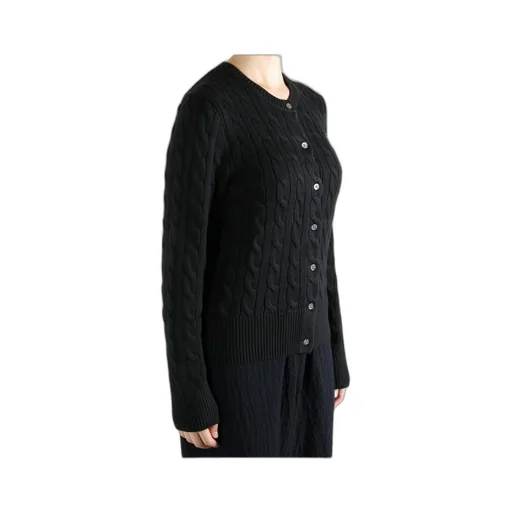 Logo Embroidered Cable-Knit Cardigan