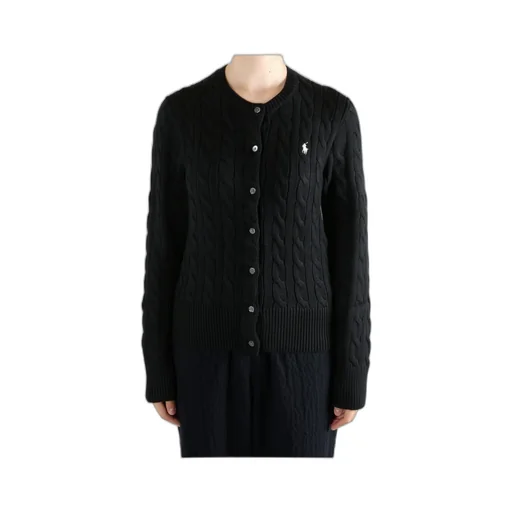 Logo Embroidered Cable-Knit Cardigan