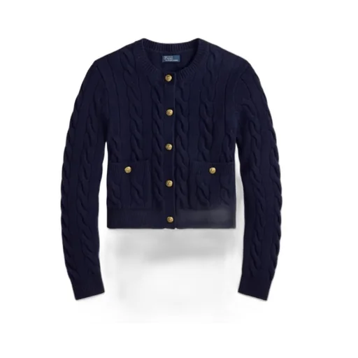 Cable-Knit Crewneck Buttoned Cardigan