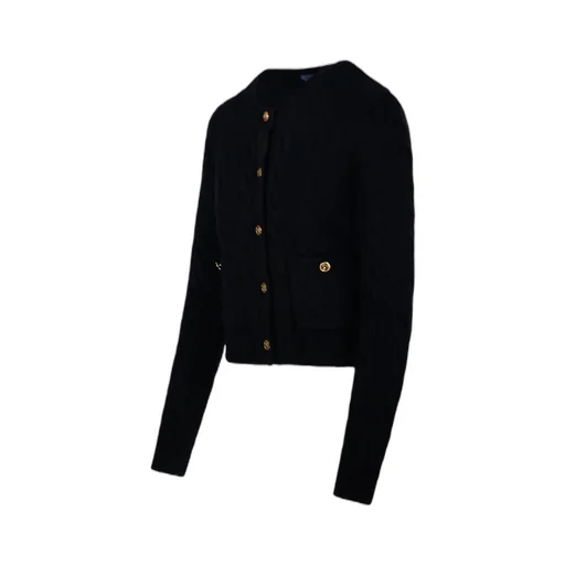 Cable-Knit Crewneck Buttoned Cardigan