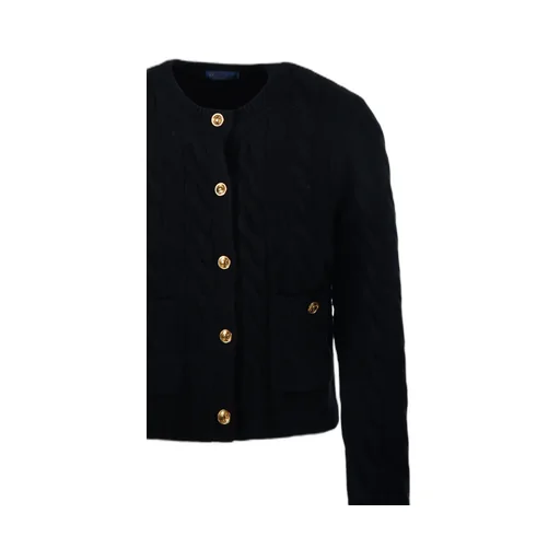 Cable-Knit Crewneck Buttoned Cardigan